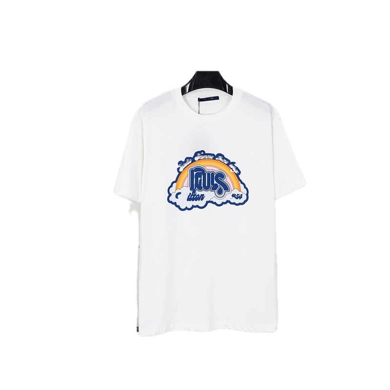 Louis Vuitton Vintage-style Rainbow Print White T-Shirt