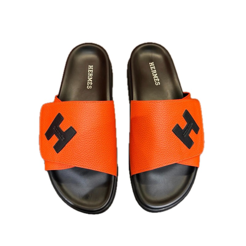 Hermès H Collection Light Luxury Style Orange & Black Slides