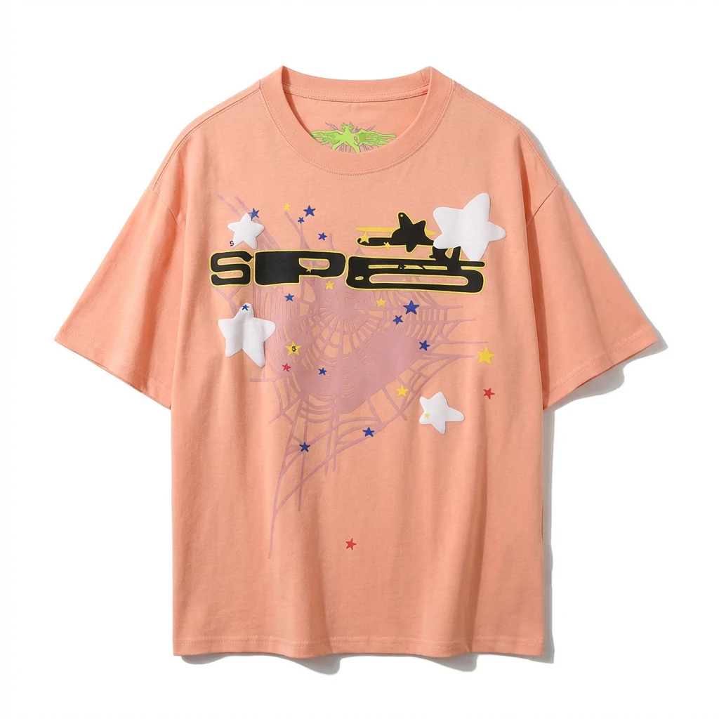 Sp5der Star Print Pink T-shirt