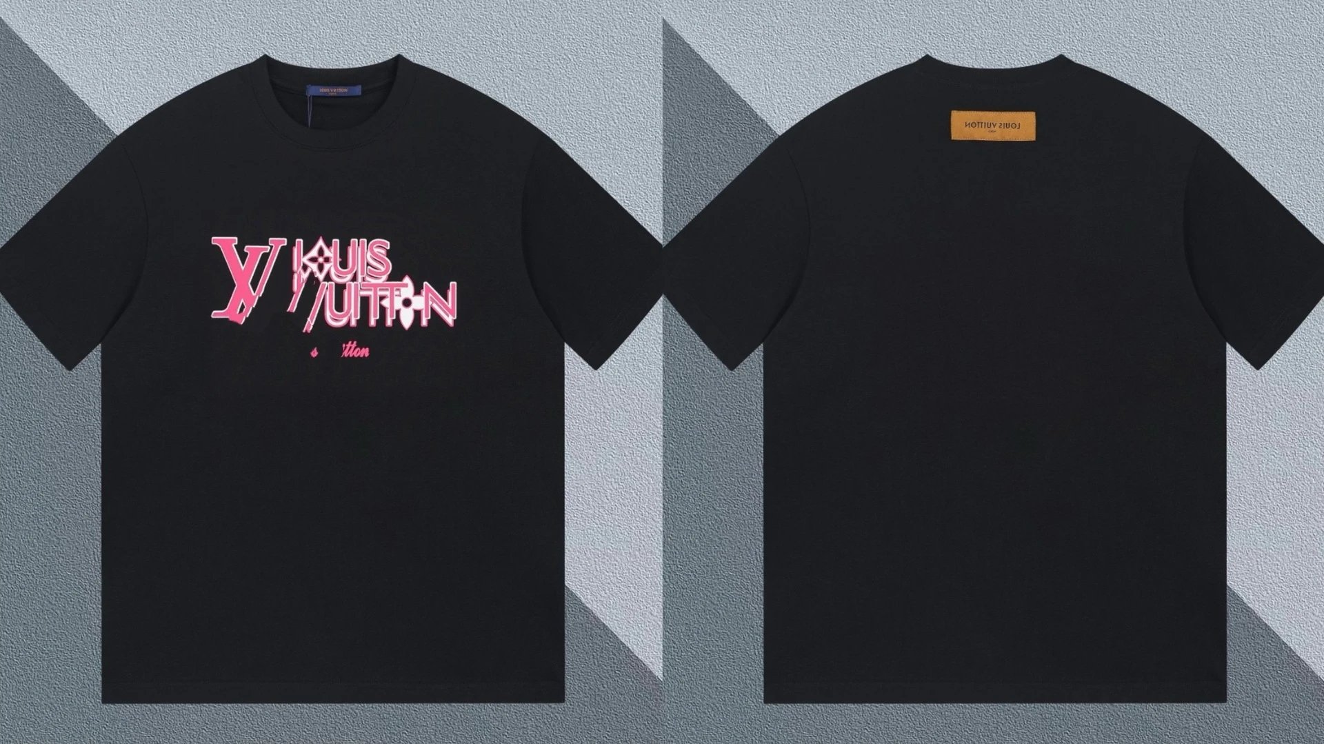 Louis Vuitton Letter Print Trendy Style Black T-shirt