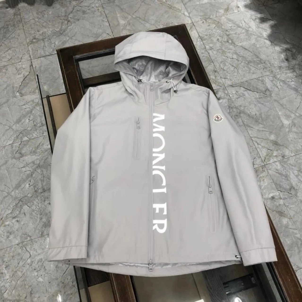 Moncler Classic Hooded jacket Light Gray Hooded for Daily Styling