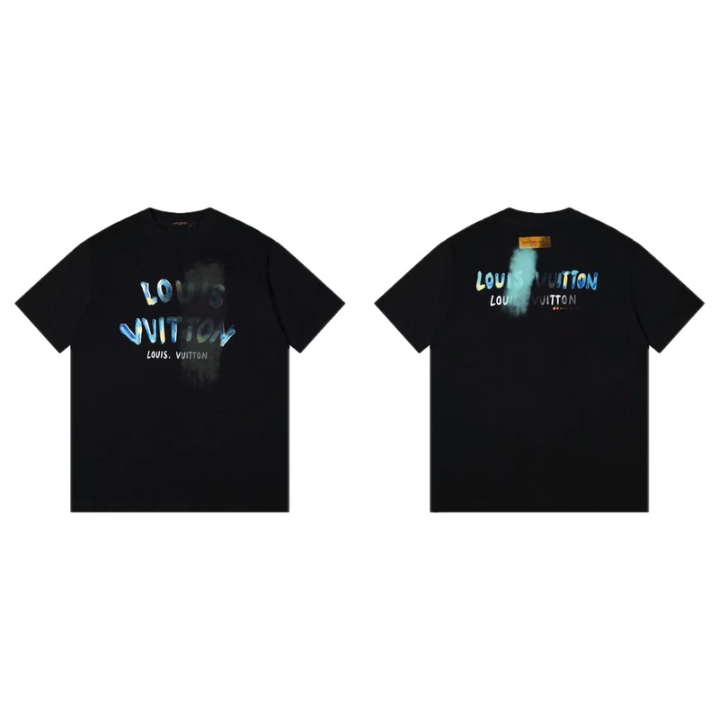 Louis Vuitton Gradient Graffiti Trendy Cool Black Short-sleeve T-shirt