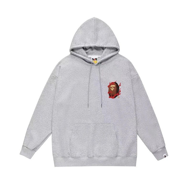 Bape Flame Ape Grey Hoodie