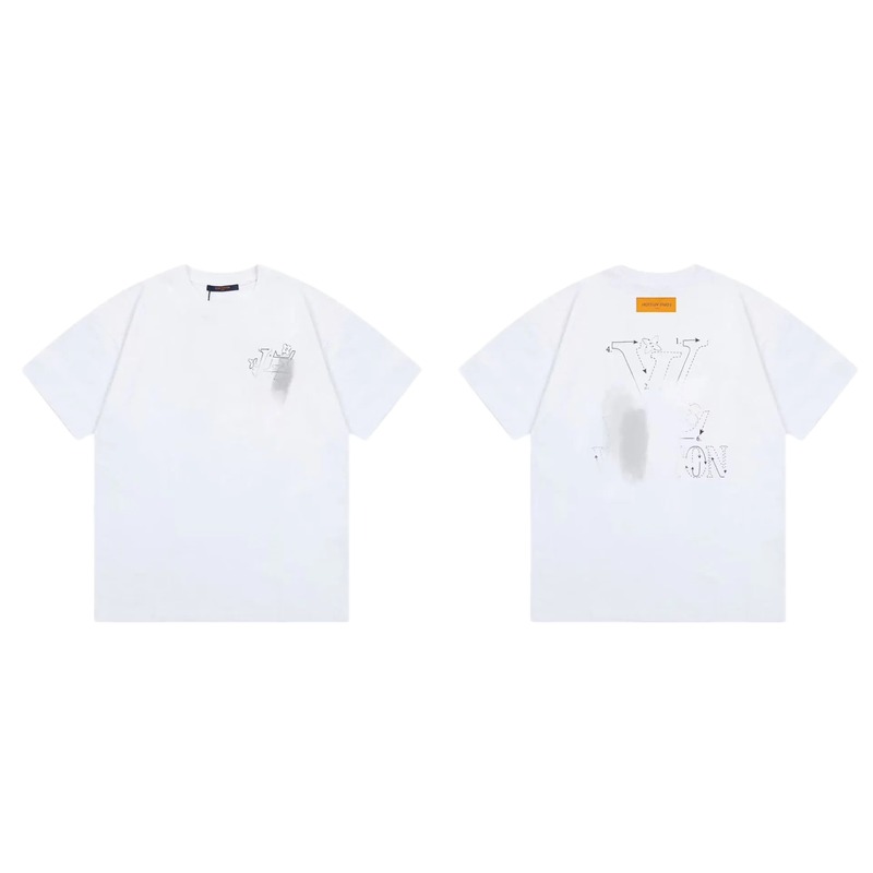 Louis Vuitton Trendy Line-drawing Style White Short-sleeve T-shirt