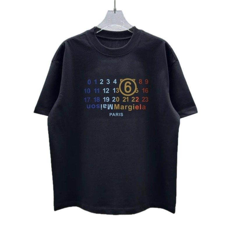 Maison Margiela MM6 Numeric Print Edgy Black Short-sleeve T-shirt