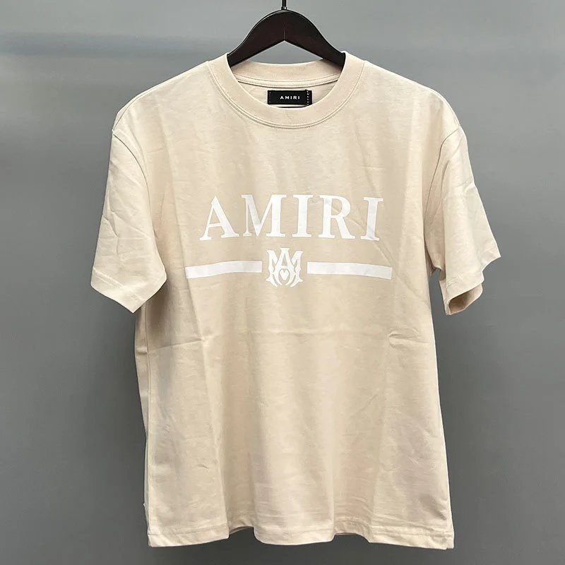 Amiri Beige White Records Graphic T-Shirt Relaxed Styling