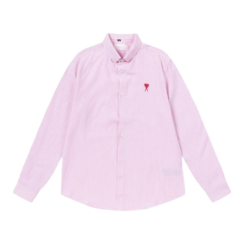 AMI Stripe Minimalist Style Pink Shirt