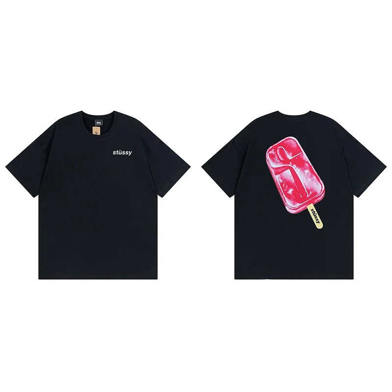 Stussy Black Spider Graphic T-Shirt Resort Wear Logo