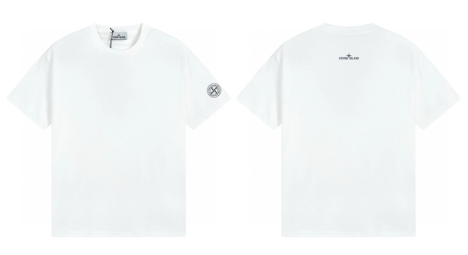Stone Island Badge Minimalist Style White Short-sleeve T-shirt