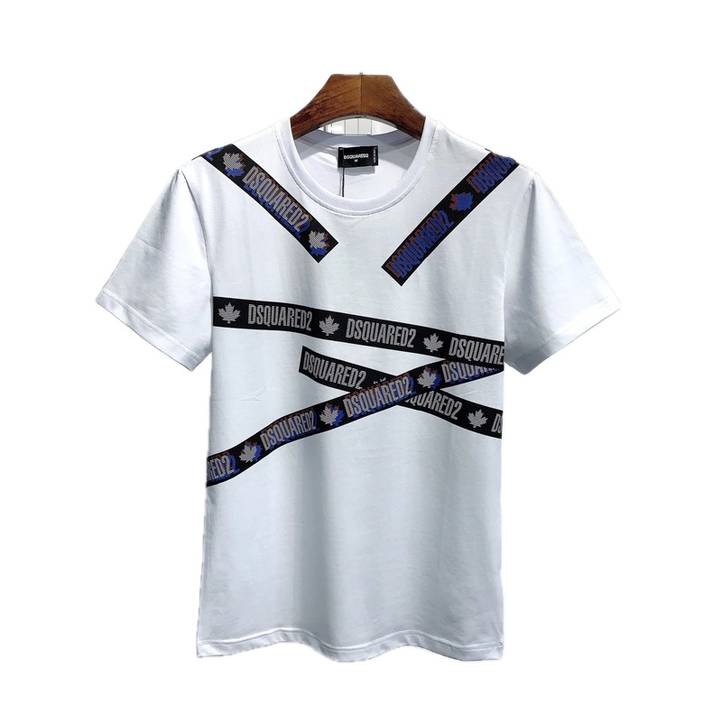 DSQUARED2 Webbing Streetwear Brand White Short-sleeve T-shirt