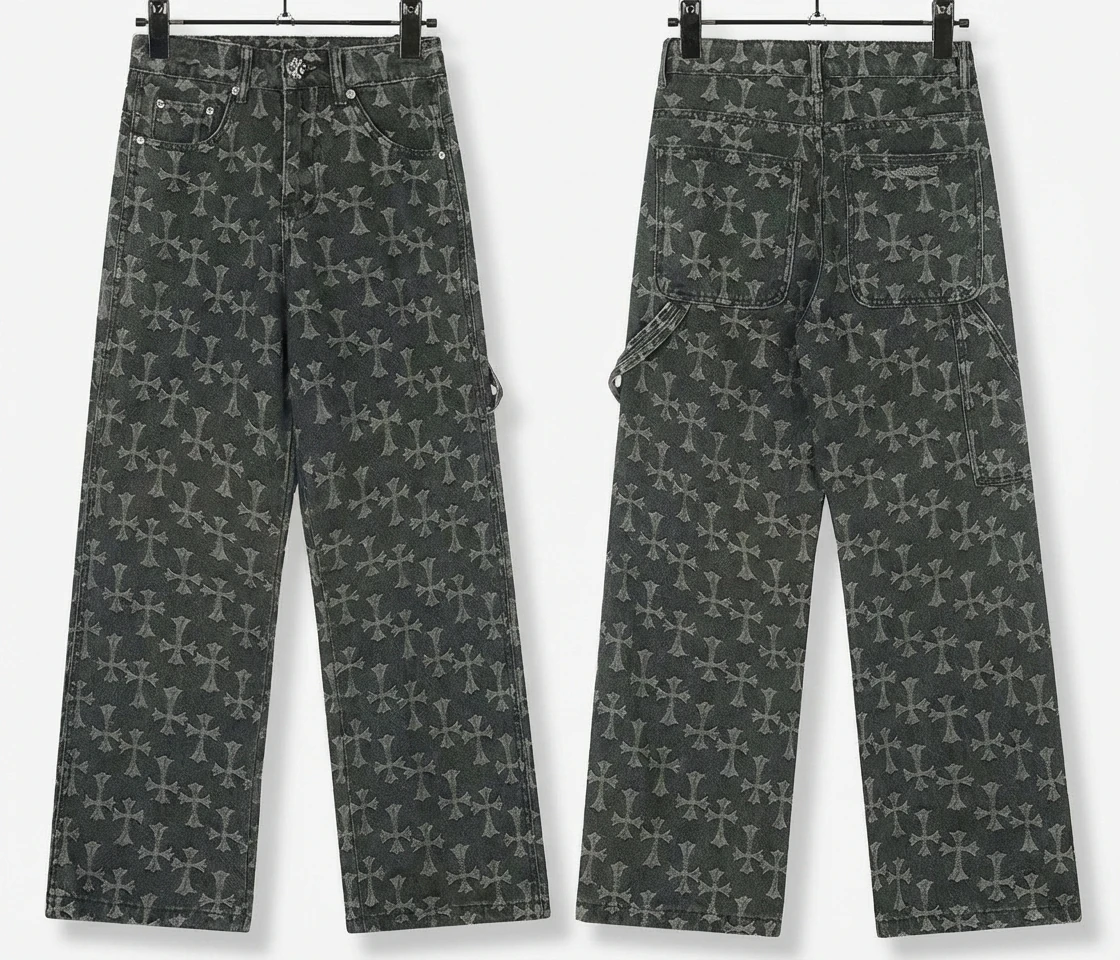 Chrome Hearts cross print black jeans