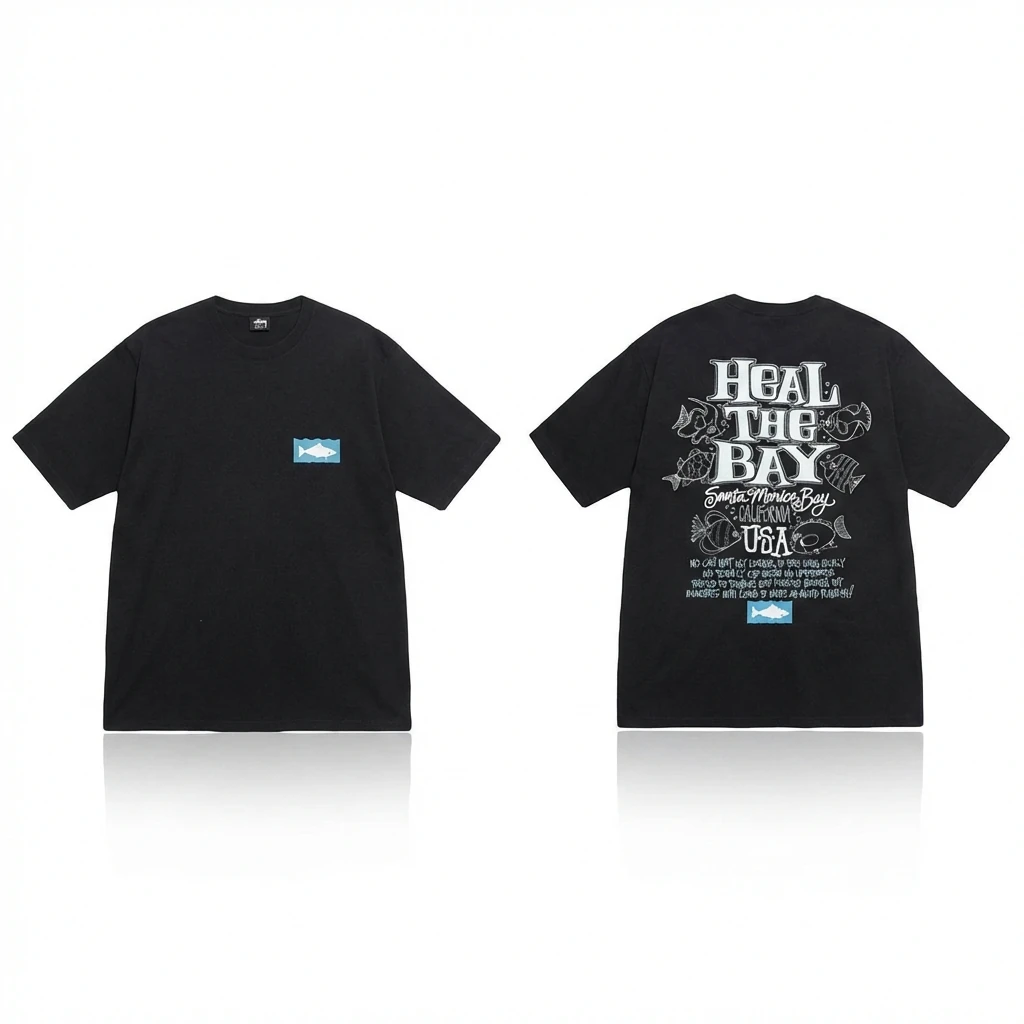 Stussy retro-style black short-sleeve