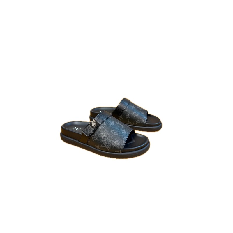 Louis Vuitton Monogram Casual Style Black Slide Sandals