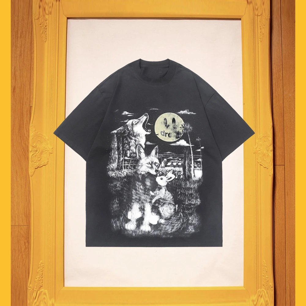 DREW Animal Print Street Style Black T-Shirt