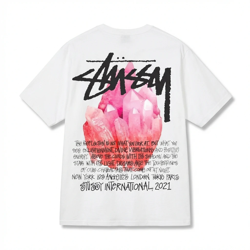 Stussy Crystal Print Style White T-shirt