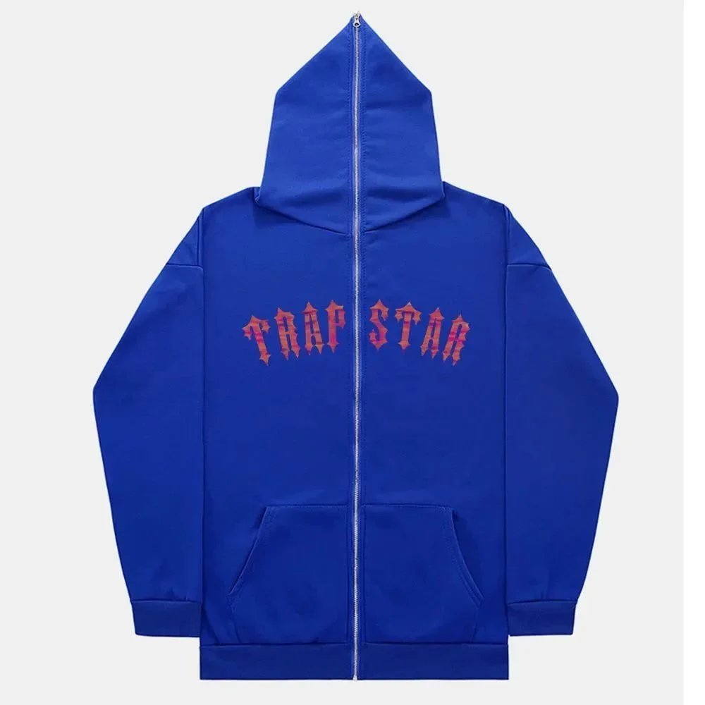 Trapstar Logo Detail Graphic zip hoodie Black Zip Pink with Relaxed Feel
