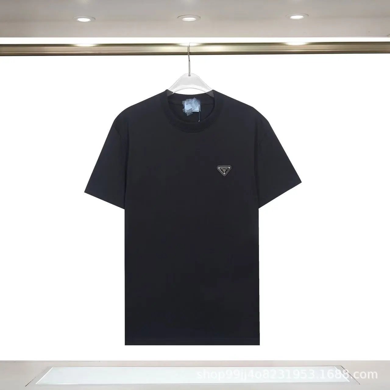 Prada Triangle-Logo Minimalist Black T-Shirt
