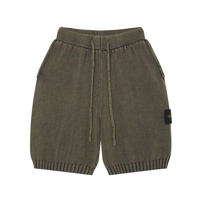 Stone Island Compass Techwear Style Olive Green Knit Shorts