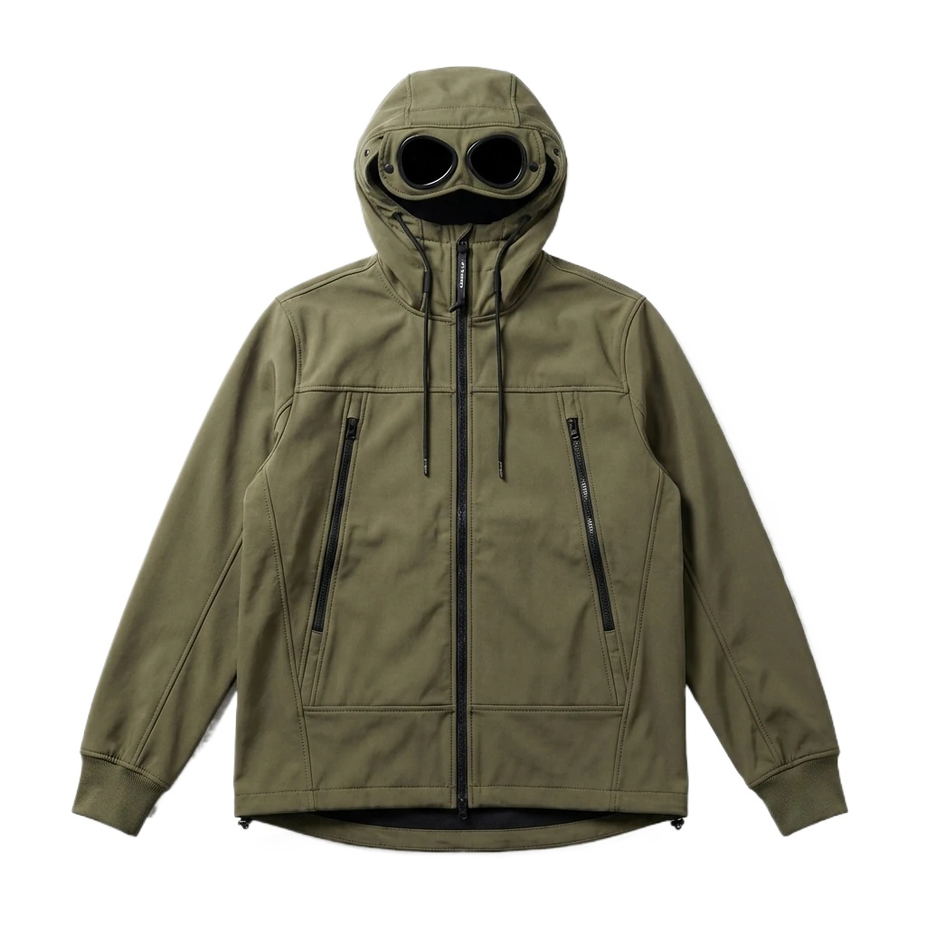C.P. Hooded Utility-style Jacket (Army Green)