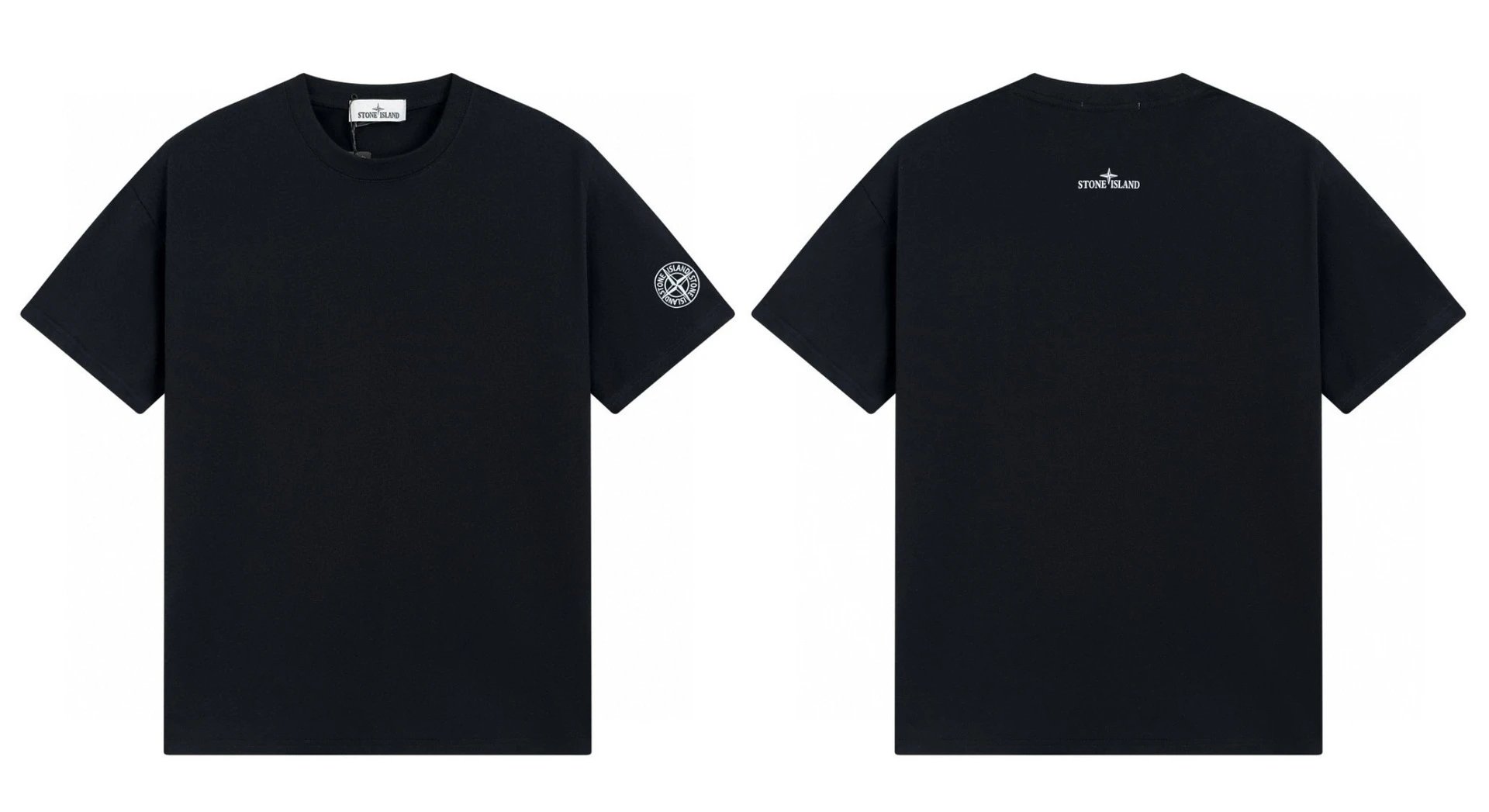 Stone Island Badge Techwear Style Black Short Sleeve T-Shirt