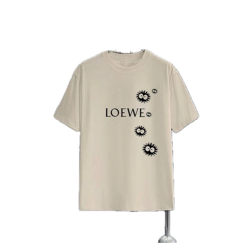 LOEWE x My Neighbor Totoro Collaboration Casual-style Beige Short-sleeve T-shirt