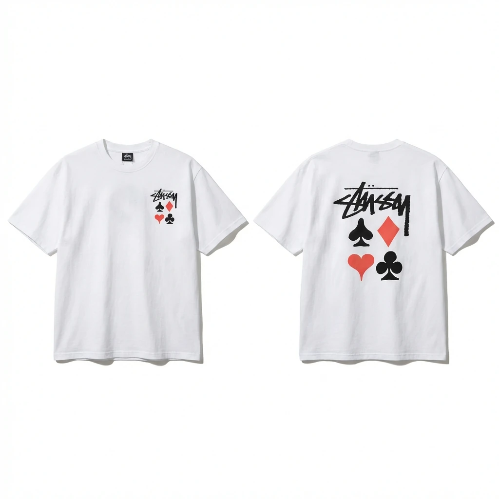 Stussy Playing Card Style White T-Shirt