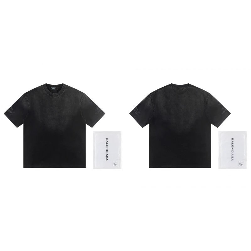 Balenciaga Distressed Street Style Black Short-Sleeve T-Shirt