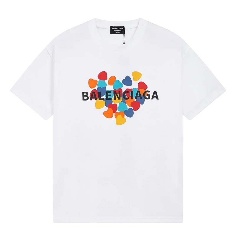 Balenciaga White T-shirt with Heart Print