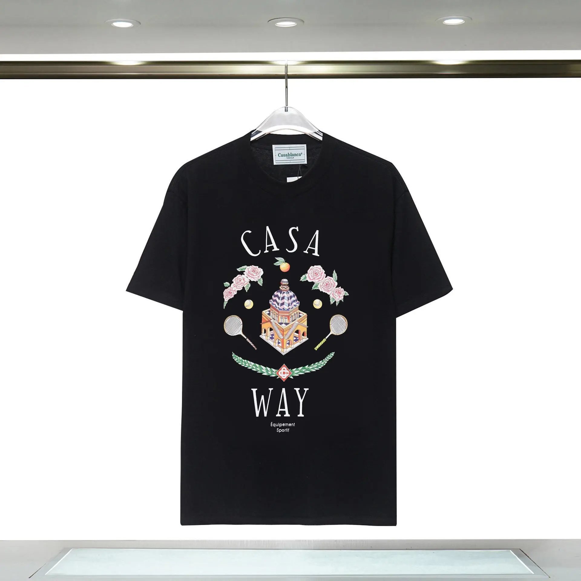 Casablanca Print Retro Style Black T-shirt