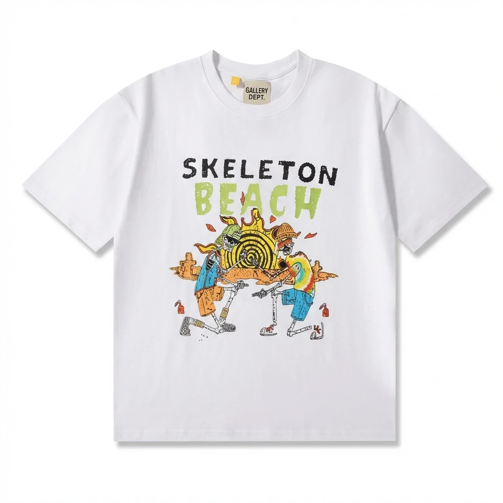 Gallery Dept Skull Beach Print White T-shirt
