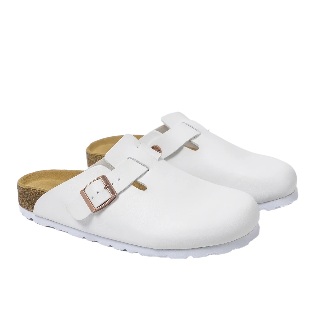 BIRKENSTOCK minimalist style white mule shoes