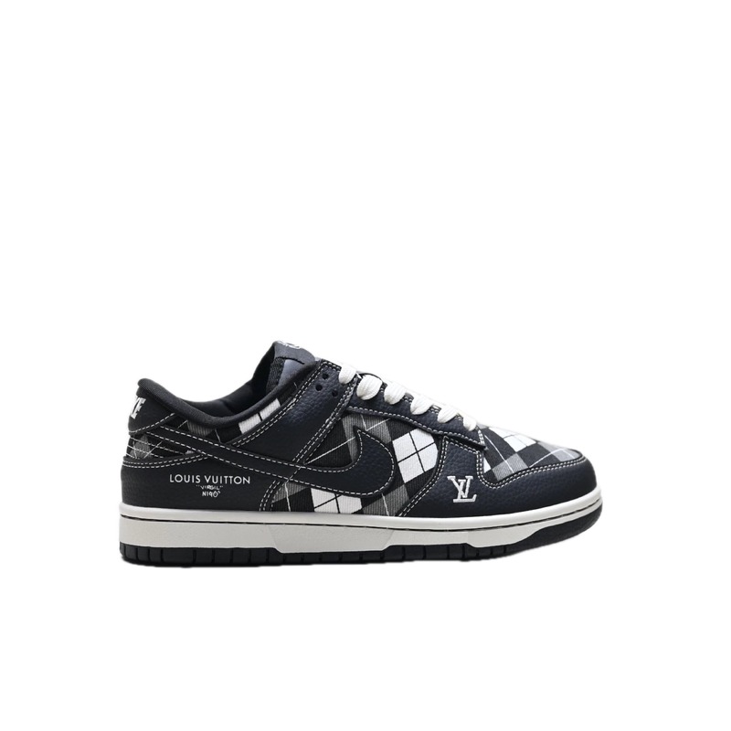 Nike LV co-branded black and white checkered sports shoes
