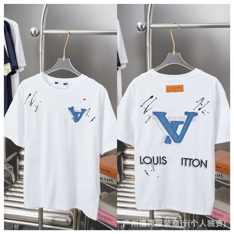 Louis Vuitton Graffiti Casual Style White Short-sleeve T-shirt