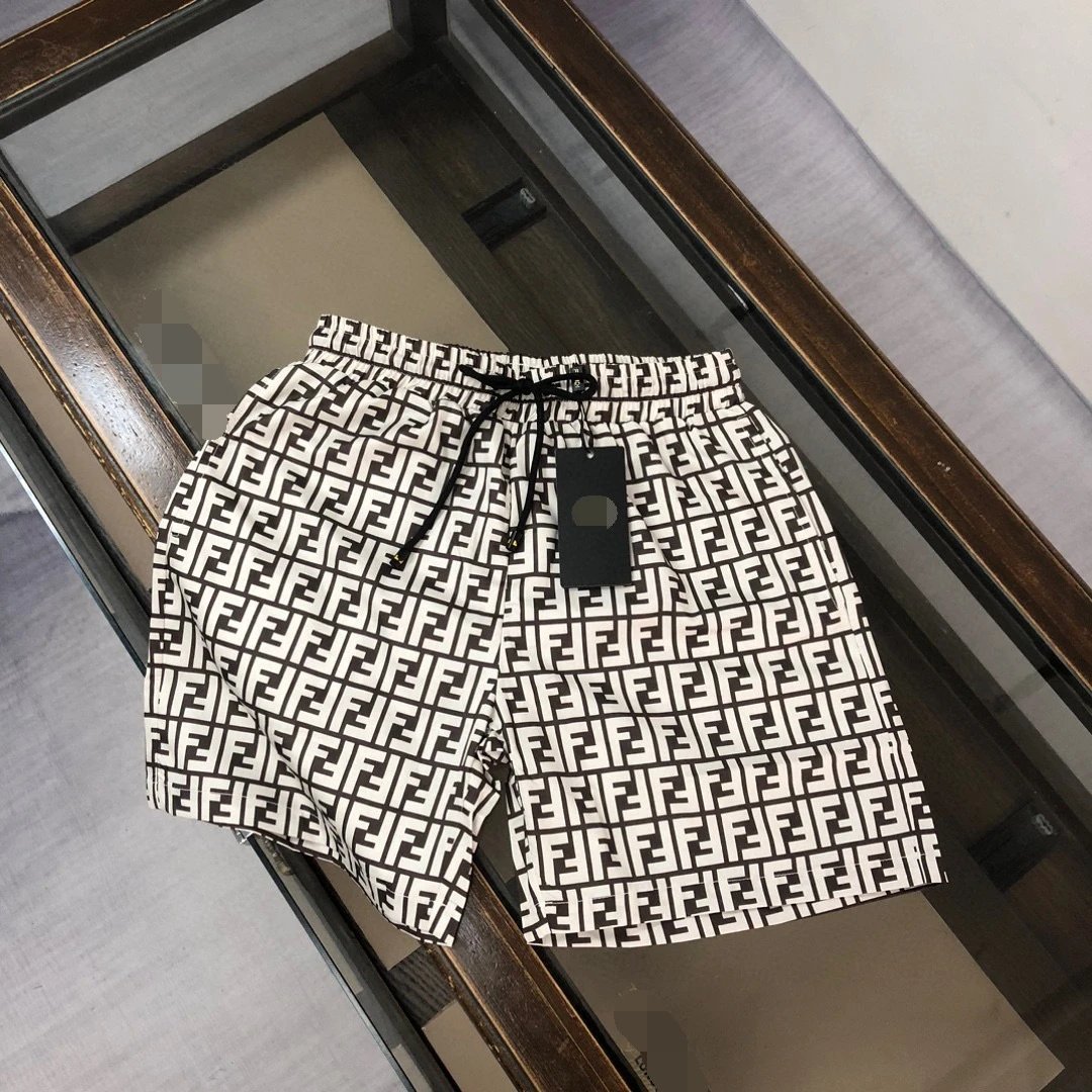 Fendi FF Monogram Streetwear Style White and Black Shorts
