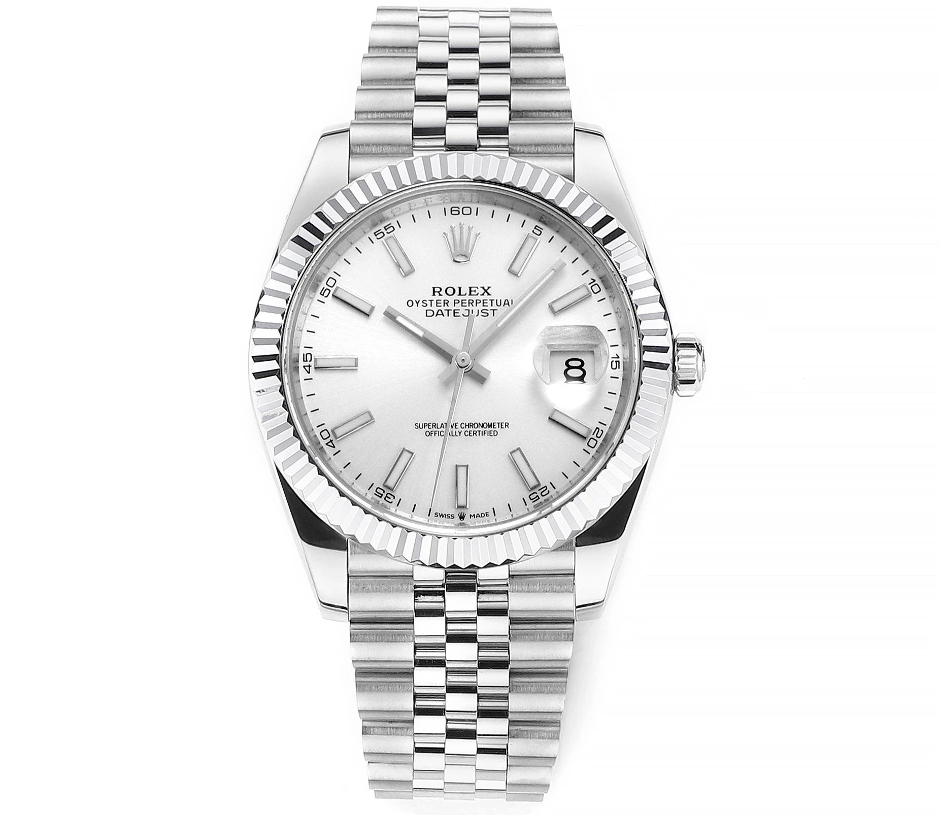 Rolex Datejust Automatic Watch - white baton dial for office