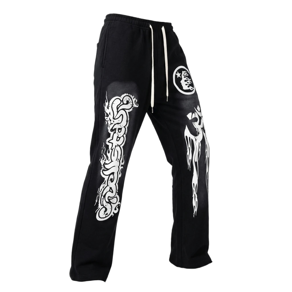 Hellstar Dark Style Printed Black Pants