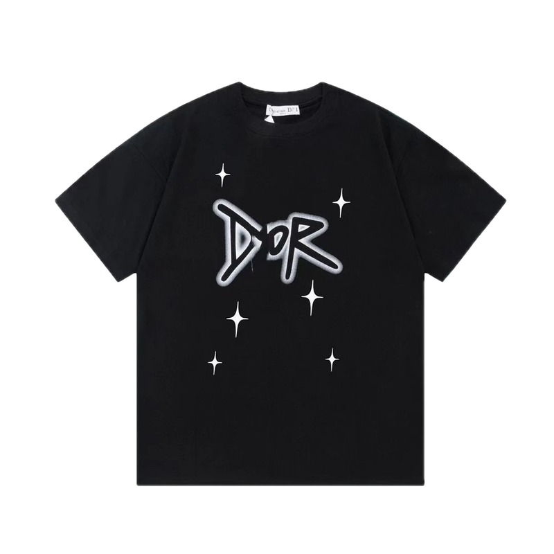Dior Graffiti Star Street Style Black Short-sleeve T-shirt