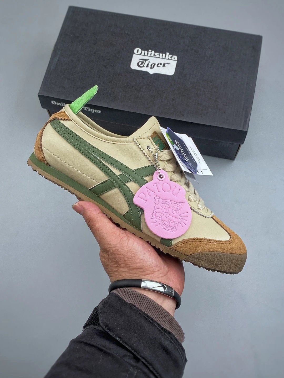 Onitsuka Tiger Olive Green Low-Top Sneakers Featuring Tonal Toe Panel