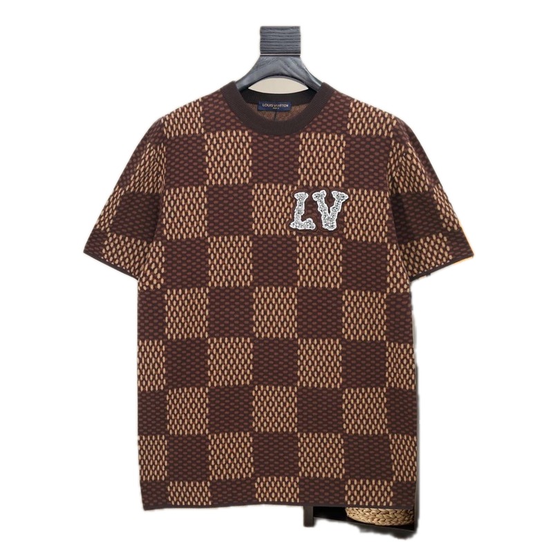 LV Checkered Fashion Short-sleeve Shirt
