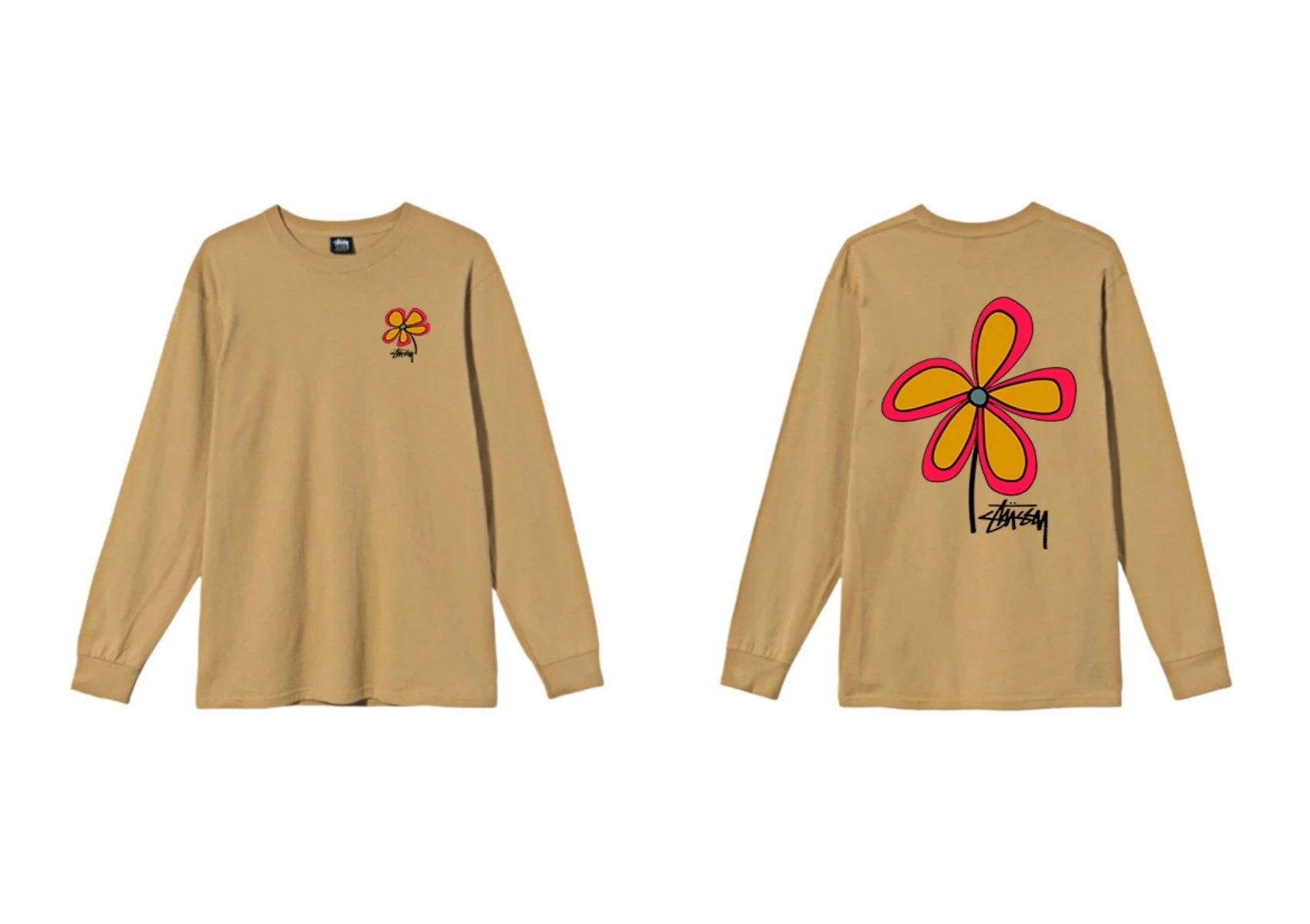 Stussy Floral Casual Khaki Long-Sleeve