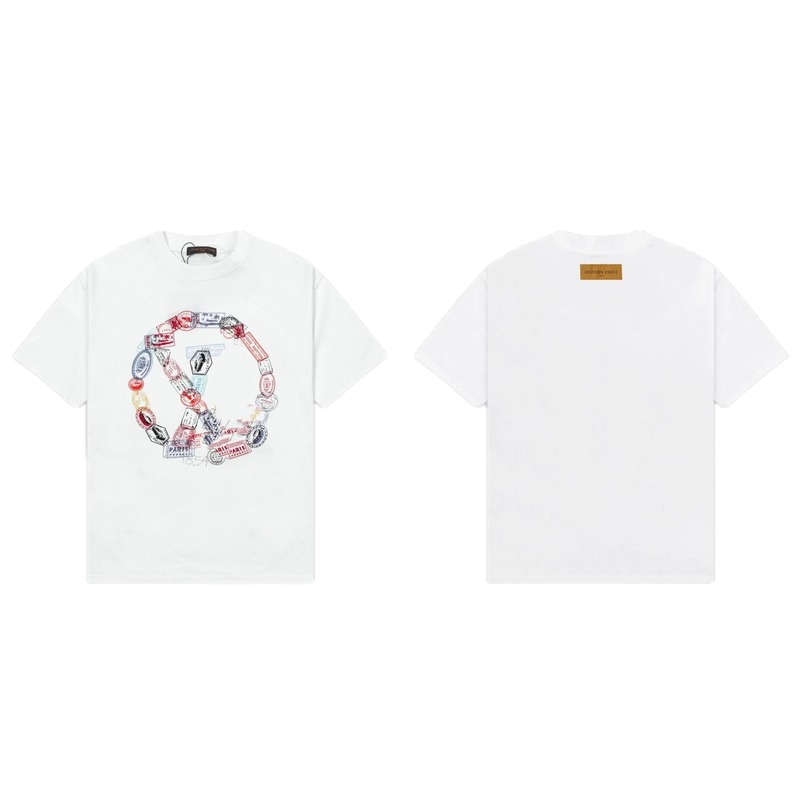 Louis Vuitton Postmark Print Vintage Style White T-Shirt