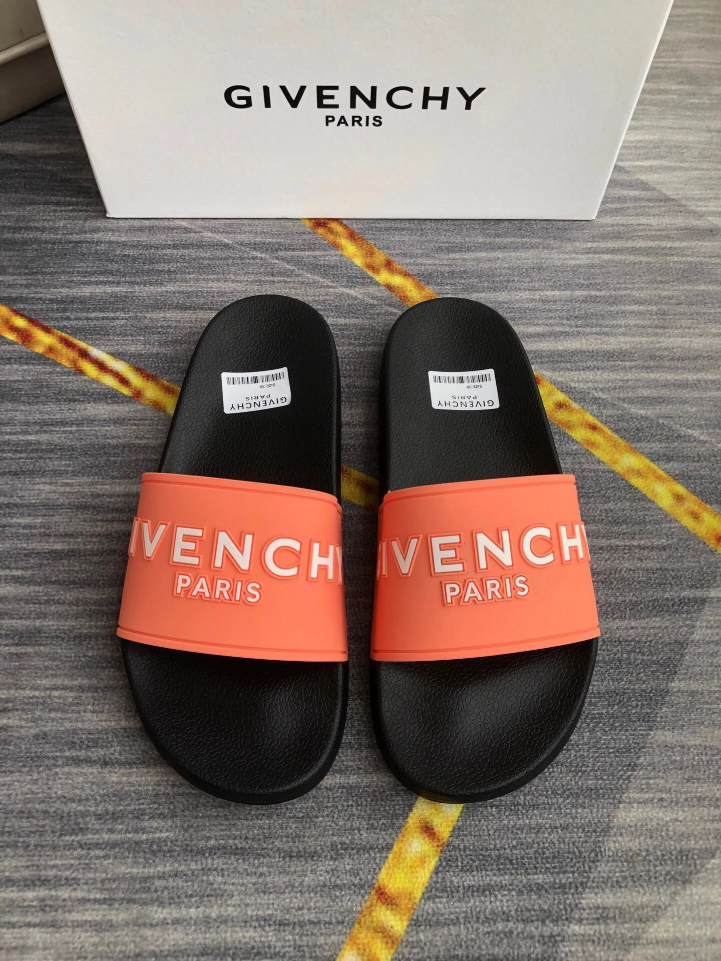 Givenchy PARIS Collection Trendy Orange & Black Slippers