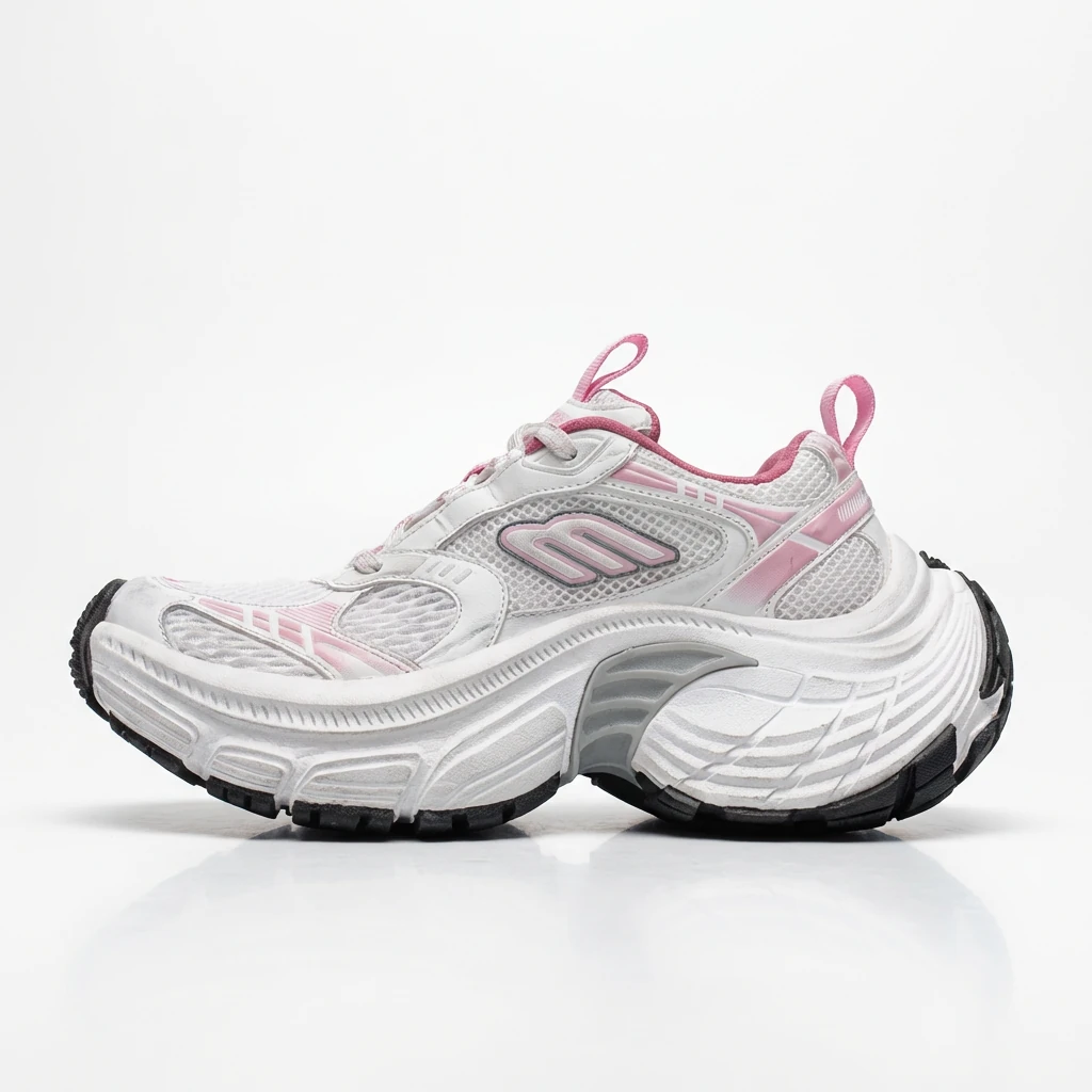 Balenciaga retro-style pink and white sports shoes