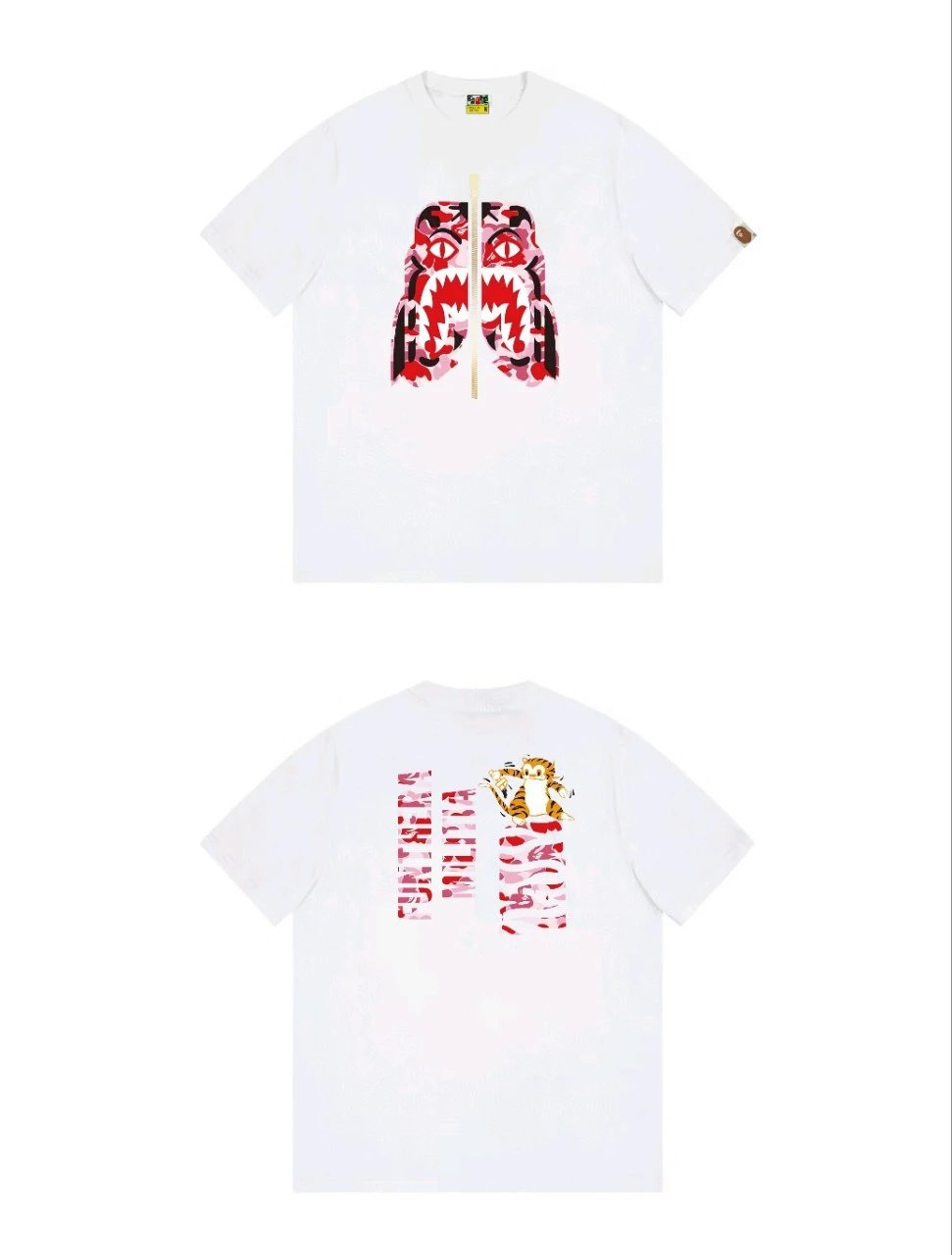Bape Shark Camouflage Style White T-shirt