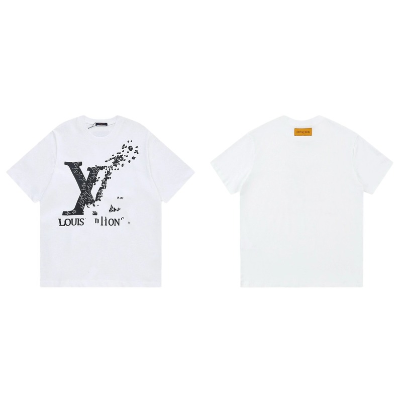 Louis Vuitton Dissolved Print Trendy Short Sleeve White T-Shirt