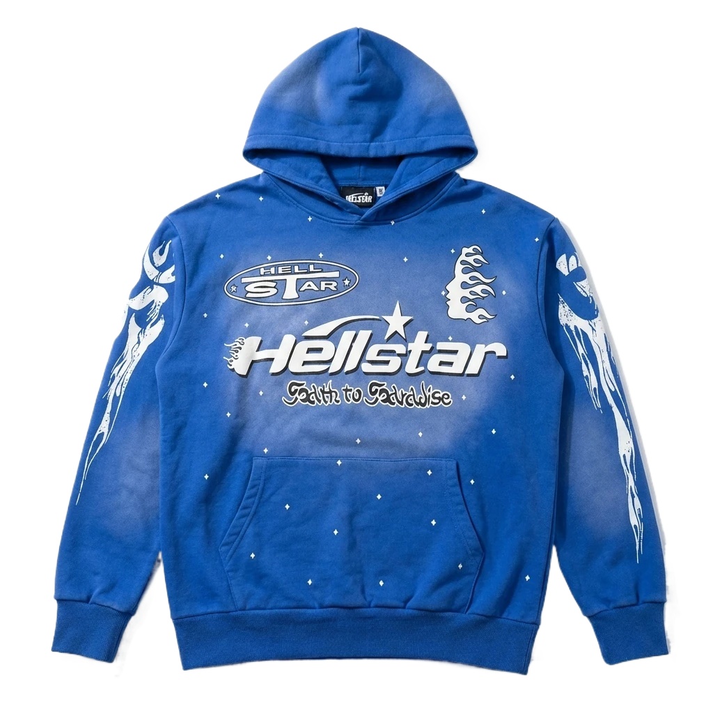 Hellstar Flame Wind Blue Hoodie