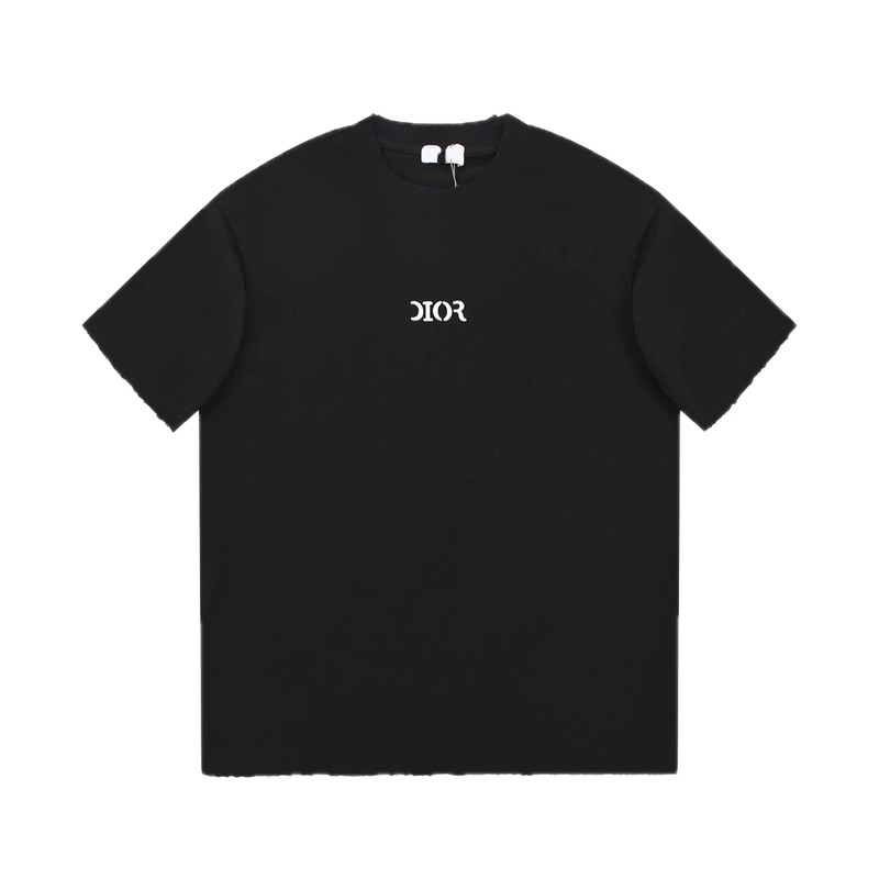 Minimalist Black Short-sleeve T-shirt with Dior Lettering