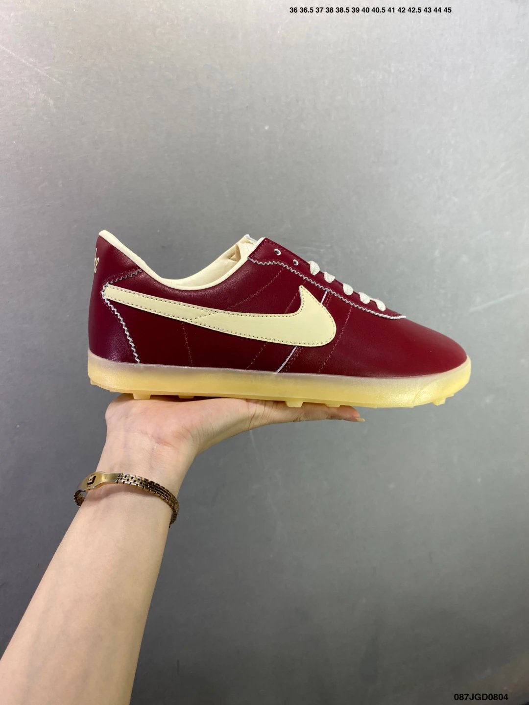 Nike Waffle-Sole Runners with Raised Heel Cushioning in Red and Cream