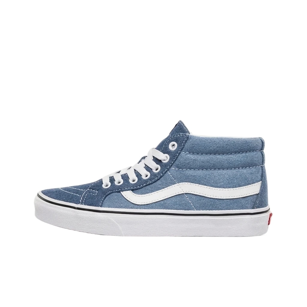 Vans High-top Blue and White Shoes in Denim Style