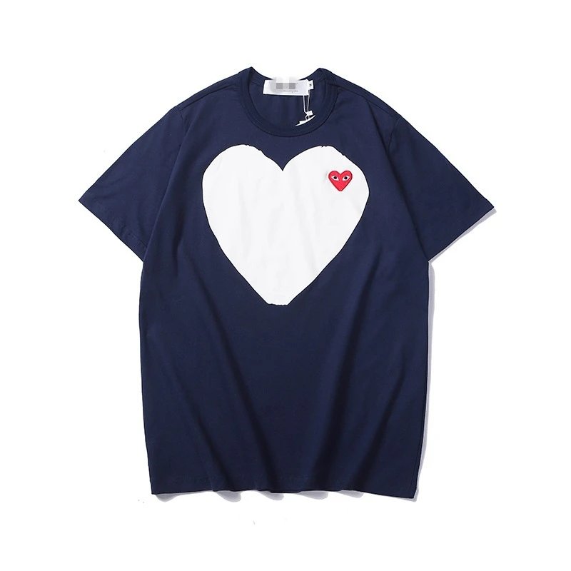 Comme des Garcons PLAY 2023-27 Blue Style 2327 Heart Logo T-Shirt Signature Detail
